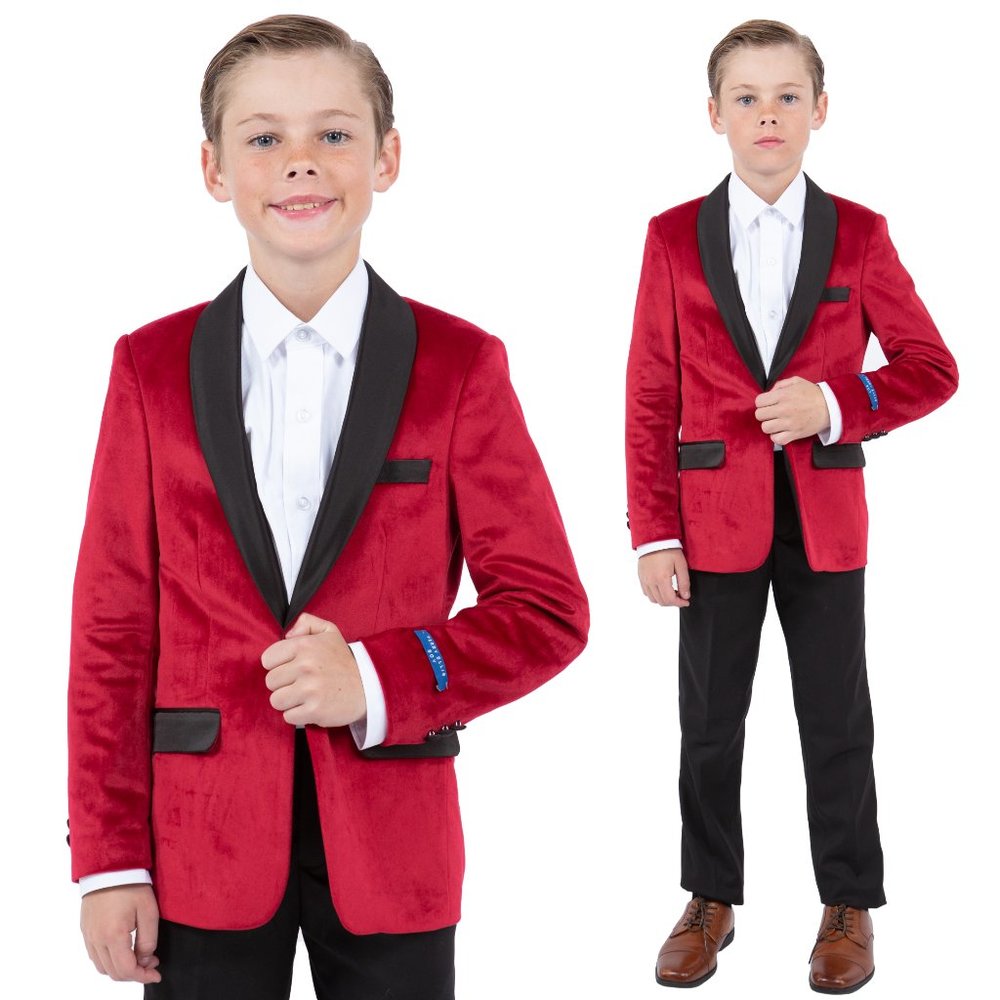 Perry Ellis Boys Red Velvet Jacket Only